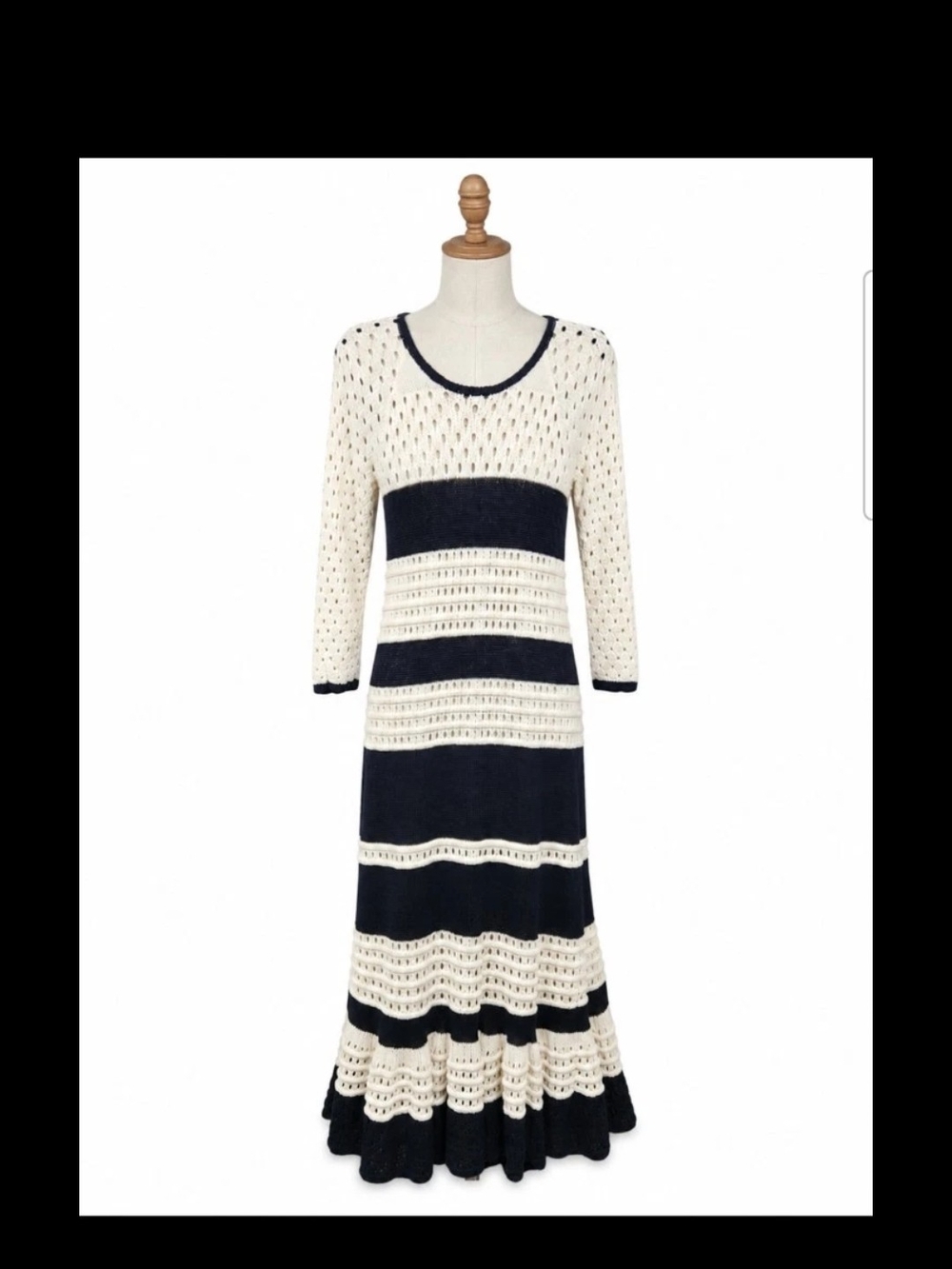 Women’s Cream and Black Crochet Maxi DressFully lined skirt for comfort and cove